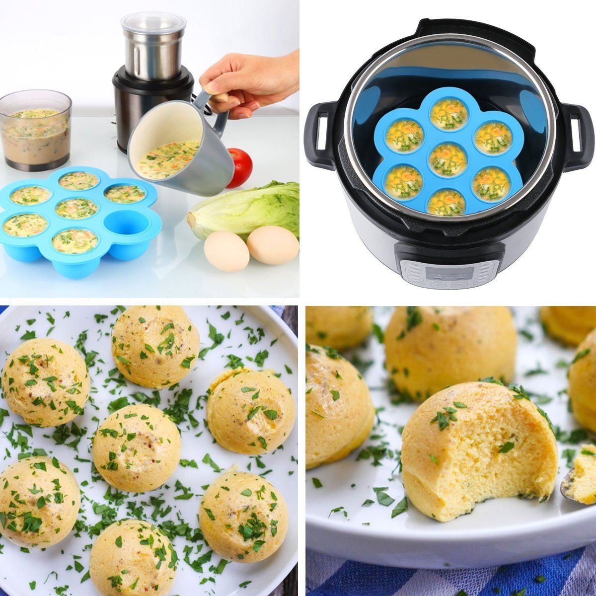 Made-in-USA - Popfex Silicone Egg Bites Mold for Instant Pot Accessories - Fits Instant Pot 5,6,8 qt Pressure Cooker - Reusable Storage Container